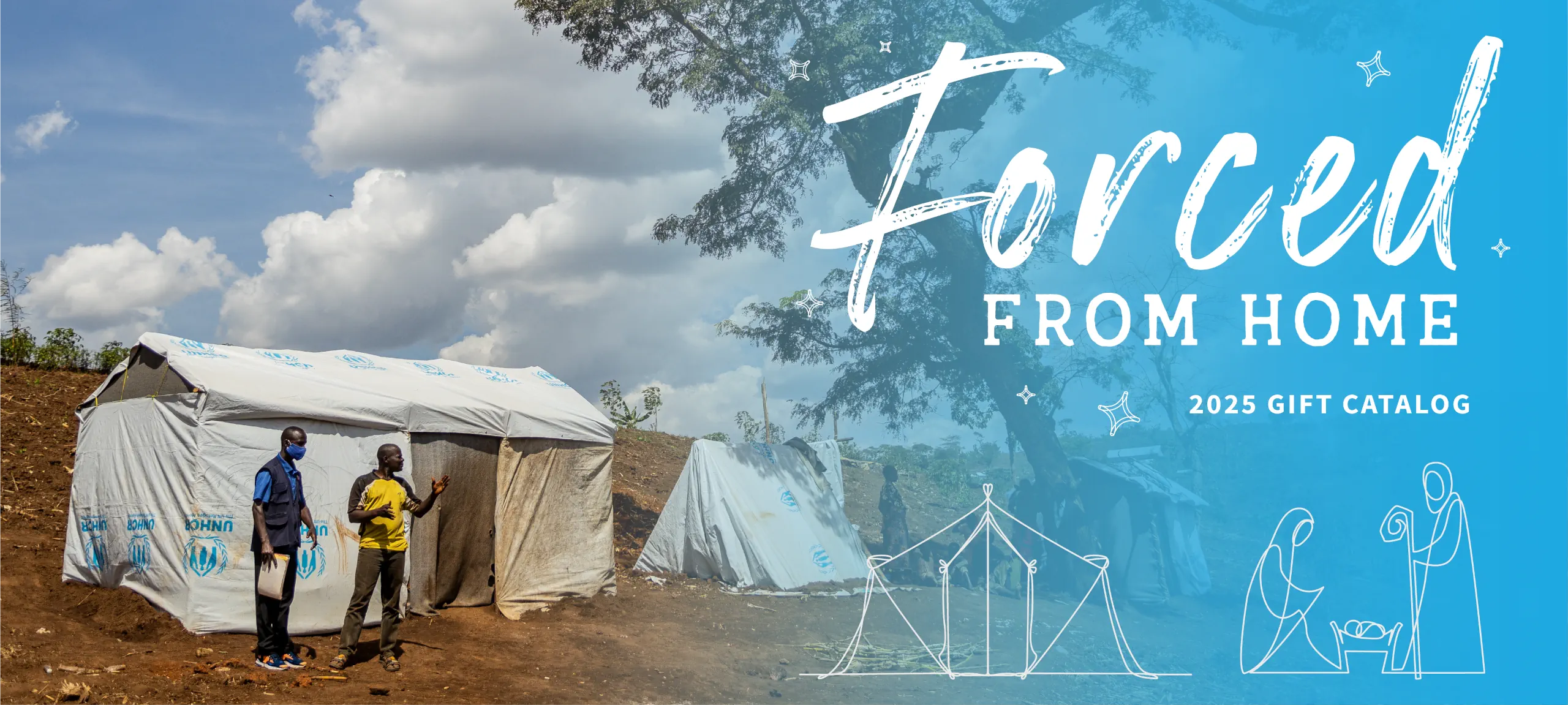 Landscape image of temporary housing in Uganda.